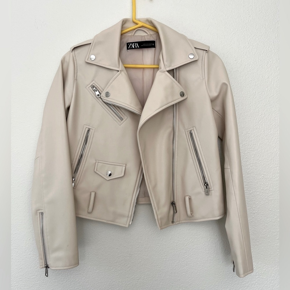 Zara Cream Leather Jacket
